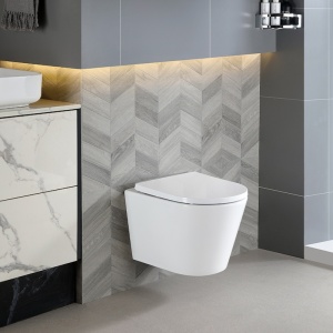 Vas WC suspendat Prima Tornado White TR-02, rimless cu capac din duroplast si inchidere softclose - Img 2