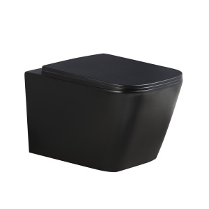 Vas WC suspendat Rain Black Matt, rimless cu capac softclose