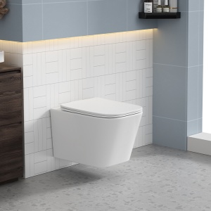 Vas WC suspendat Rain White Glossy, rimless cu capac softclose - Img 10