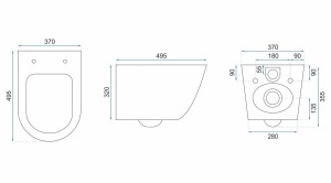 Vas WC suspendat REA Carlo Lux Rimless cu functie bideu - Img 12