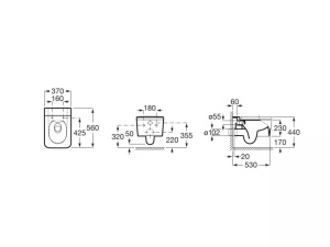 Vas wc suspendat Roca Inspira Square alb rimless 56 x 37 cm - Img 2