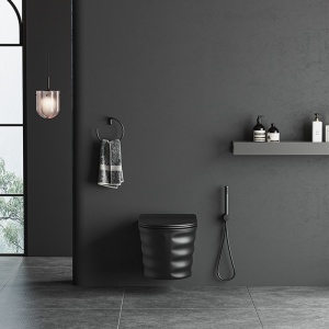 Vas wc suspendat Skal Tornado negru mat cu model si capac soft close - Img 2