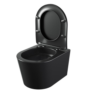Vas wc suspendat Tornado Elite Black Matt, rimless cu capac din duroplast cu softclose - Img 7