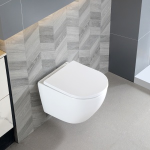 Vas WC suspendat Tornado Flow White Gloss rimless cu capac din duroplast si inchidere softclose - Img 6