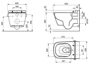 Vas WC Teceone suspendat cu functie bideu Alb, si capac Soft-Close inclus - Img 14