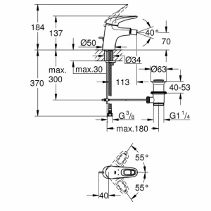 Baterie bideu Grohe Eurostyle New S alb maner loop - Img 2