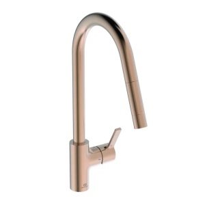 Baterie bucatarie cu dus extactibil Ideal Standard Gusto 235 cupru Sunset Rose 1 tip de jet - Img 1