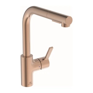 Baterie bucatarie cu dus extactibil Ideal Standard Gusto 295 cupru Sunset Rose 2 tipuri de jet - Img 1