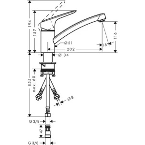Baterie bucatarie monocomanda Hansgrohe Logis M31 120 cu 1 jet - Img 2