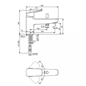 Baterie cada cu monocomanda Ideal Standard Ceraplan BD257AA - Img 4