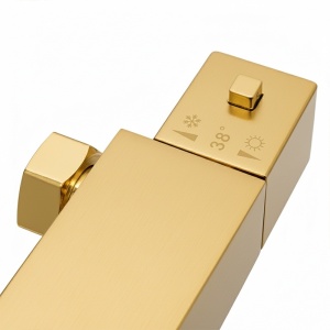 Baterie cadă-duș cu termostat, auriu periat T202 - Img 15