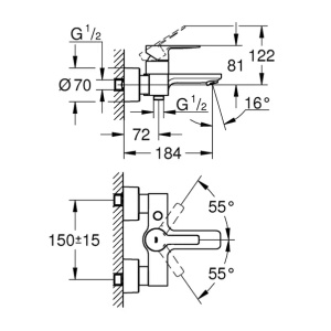 Baterie cada - dus Grohe Lineare crom periat Supersteel - Img 2