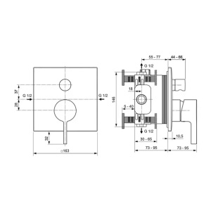 Baterie cada - dus Ideal Standard Atelier Joy Neo crom lucios fara corp ingropat - Img 3