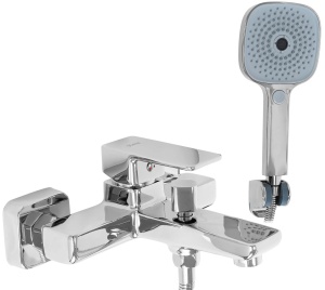Baterie Cada REA ORIX CHROME, Montaj Pe Perete, 2 Functii De Curgere A Apei, Dus De Mana Inclus, Crom - Img 1