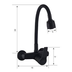 Baterie de bucatarie monocomanda cu montaj pe perete Dover cu gat flexibil negru mat - Img 19
