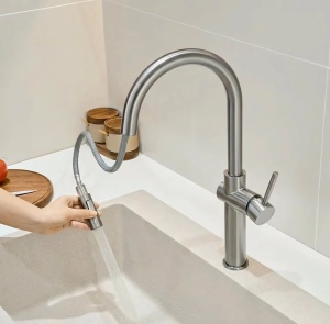 Baterie de bucătărie Rea Fresh High BRUSH NICKEL - Img 4