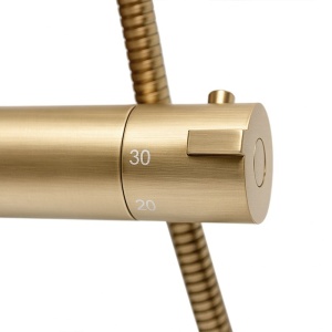 Baterie de dus cu termostat si dus tip ploaie T151 auriu periat - Img 8