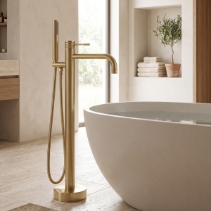 Baterie de podea pentru cada Rea Lungo Diamond Brush Gold - Img 2