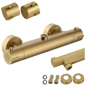Baterie dus cu termostat si montaj pe perete T203 Gold - Img 14