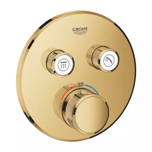 Baterie dus incastrata cu termostat Grohe Grohtherm SmartControl 2 iesiri auriu lucios Cool Sunrise