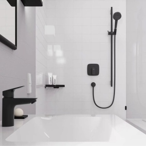 Baterie dus incastrata Hansgrohe Logis negru mat fara corp ingropat - Img 3