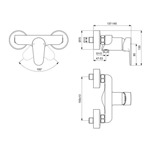 Baterie dus monocomanda Ideal Standard Cerafine O negru mat - Img 2