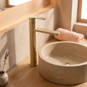 Baterie inalta pentru lavoar Rea Arcos Brush Gold - Img 2
