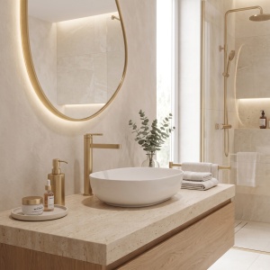 Baterie inalta pentru lavoar Rea Grace Brushed Gold - Img 4