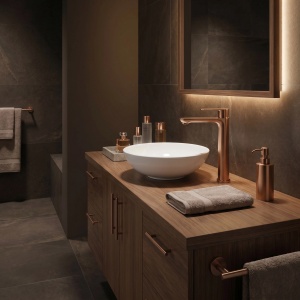 Baterie inalta pentru lavoar Rea Logan Brush Copper - Img 6