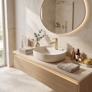 Baterie joasa pentru lavoar Rea Grace Brush Gold - Img 2