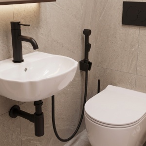 Baterie lavoar cu dus bidetta Rea Lungo negru mat - Img 3