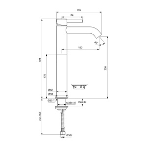 Baterie lavoar inalta Ideal Standard Ceraline negru mat - Img 2