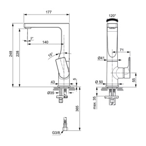 Baterie lavoar inalta Ideal Standard Edge monocomanda crom lucios - Img 4