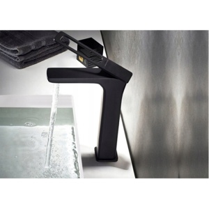 Baterie lavoar PRO Trevi, Montaj Pe Blat, Capat Fix, Inaltime 24.5 Cm, Finisaj Negru Mat - Img 3