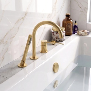 Baterie pentru cada cu 3 orificii Rea Lungo Brush Gold - Img 4