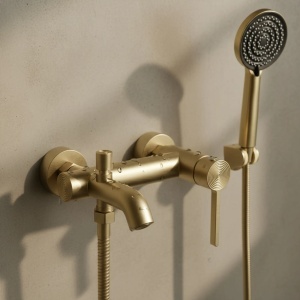Baterie pentru cada cu para de dus Rea FOSTER Gold Brush - Img 8