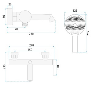Baterie pentru cada Rea Foss Nickel Brush - Img 5