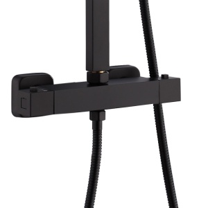 Baterie pentru dus neagra cu termostat si cu efect de ploaie T153B-BL - Img 6