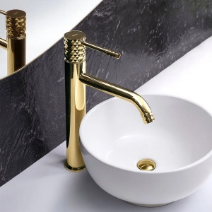 Baterie pentru lavoar Rea Lungo Diamond Gold - Img 2