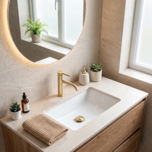 Baterie pentru lavoar Rivo, Culoare Gold Brush - Img 8