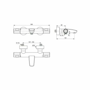 Baterie termostatica pentru cada Ideal Standard Ceratherm T100 - Img 2