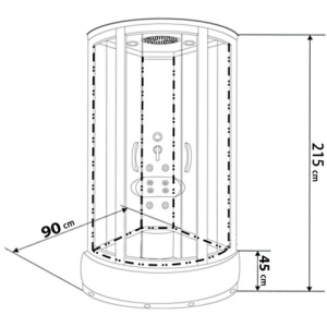 Cabina cu hidromasaj, Dimensiune 90x90 cm, Inaltime 215 cm - Img 7