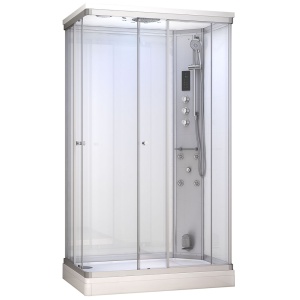 Cabina de dus alba MUE-AR1280-2R cu hidromasaj și saună cu aburi 120 x 80 x 217 cm