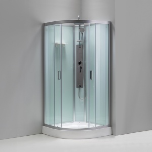 Cabina de dus cu hidromasaj culoare crom periat si cadita alba Puerto-01B 90x 90 cm - Img 3