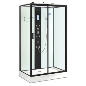 Cabina de dus cu hidromasaj MO-0550W-912 dreapta 120 x 90 x 215 cm profil negru sticla 5 mm
