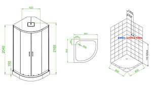 Cabina de dus de colt Clara 02A, Cu Hidromasaj, Dimensiune 80x80cm - Img 20