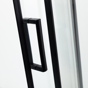 Cabina de dus din sticla securizata 5mm cu rame negre si cadita alba inclusa montaj stanga 115 x 85 cm - Img 7