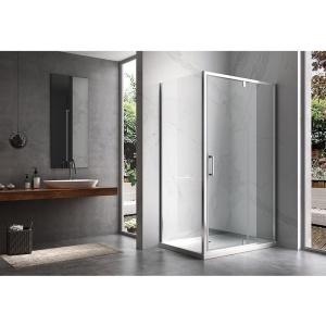 Cabina de dus dreptunghiulara crom, din sticla securizata cu cadita de dus alba slim KZ06D-ST03C 120 x 80 cm - Img 7