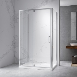 Cabina de dus dreptunghiulara cu 3 pereti si rame cromate KZ23D 100 x 80 cm - Img 2