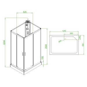 Cabina de dus dreptunghiulara cu hidromasaj si cadita inclusa montaj stanga Alma 120 x 80 cm - Img 22